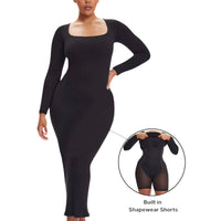 Robe secrète de compression et de contrôle du ventre à manches longues « La Belle »