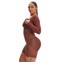 Robe secrète de compression et de contrôle du ventre à manches longues « La Belle »