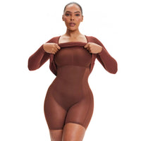 Robe secrète de compression et de contrôle du ventre à manches longues « La Belle »